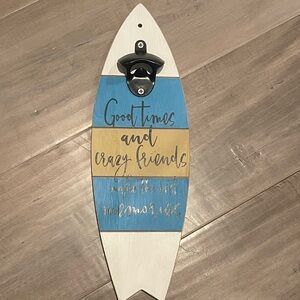 Surfboard Wall Bottle Opener - Blue, Tan, White